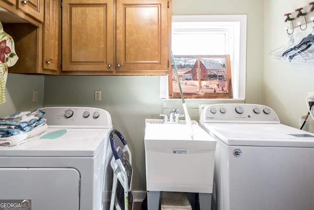 5605 Ga Highway 121, Blackshear, GA 31516 - washroom with cabinet space and washing machine and clothes dryer