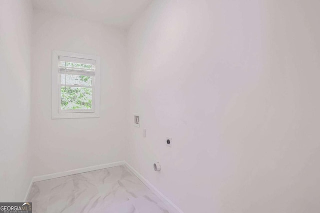 clothes washing area with hookup for an electric dryer and washer hookup