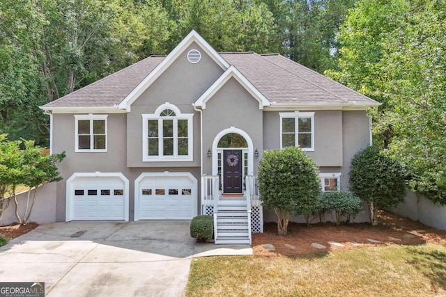 bi-level home with a garage