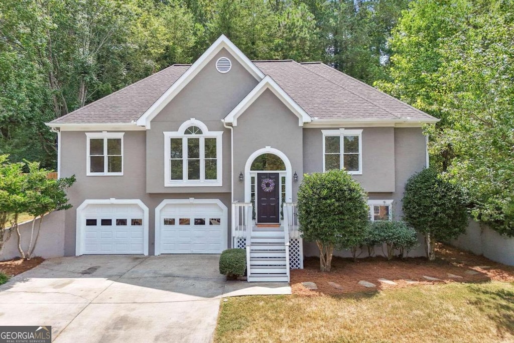 bi-level home with a garage