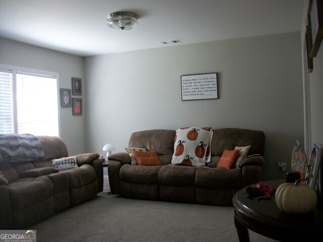 living room with carpet floors