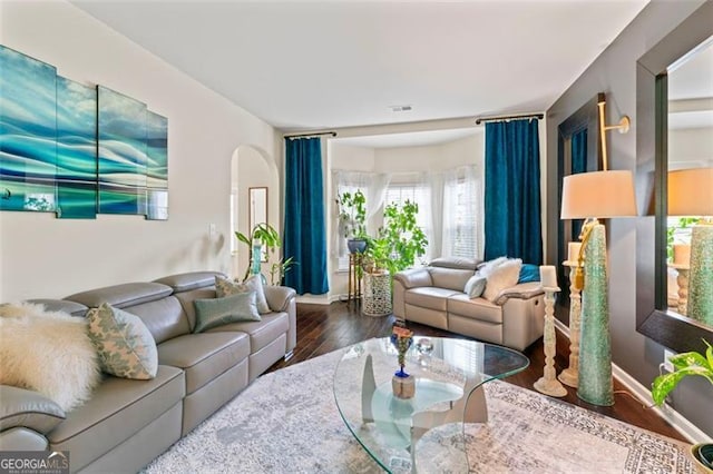 living room with hardwood / wood-style floors