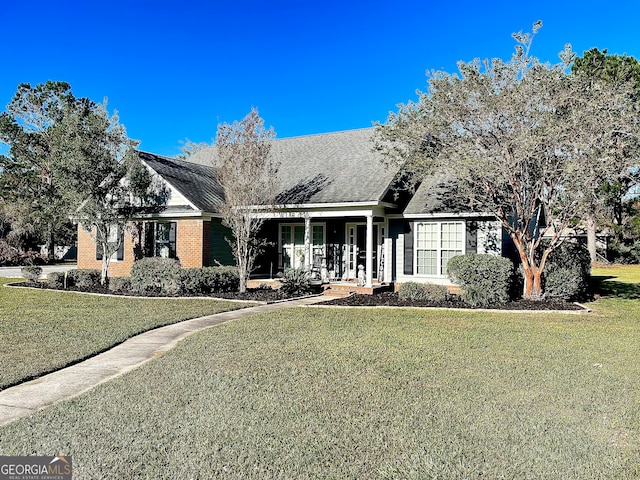 view of front of home with a front yard