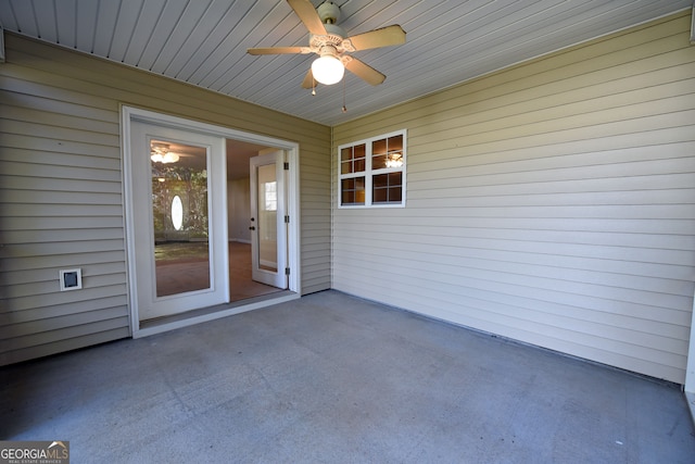 view of patio / terrace featuring ceiling fan