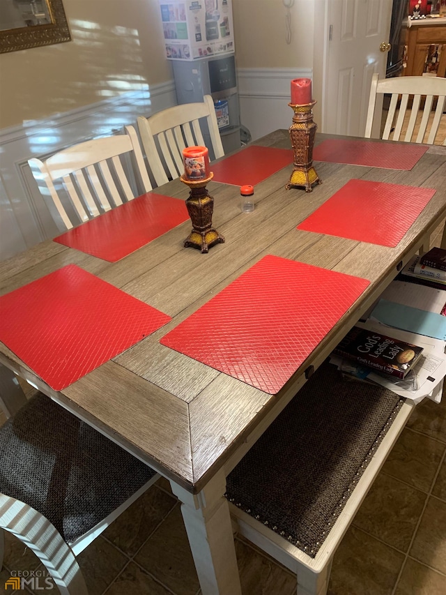 view of tiled dining space