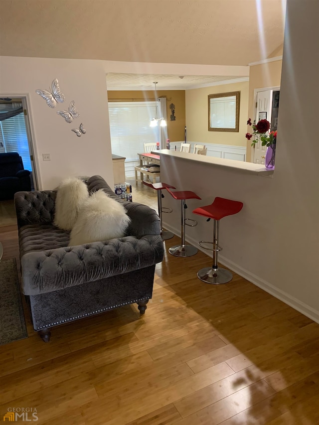 living room with hardwood / wood-style floors