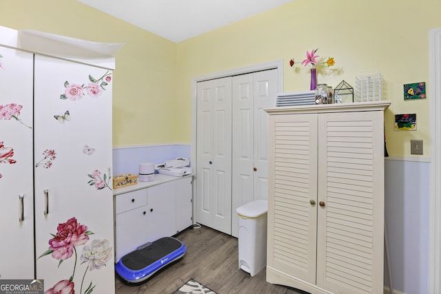 bathroom featuring wood-type flooring