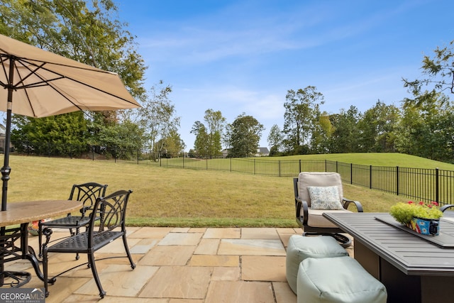 view of patio / terrace with a fenced backyard and outdoor dining space