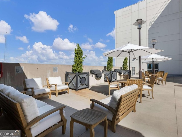 view of patio with an outdoor living space