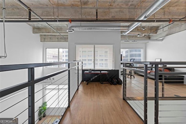 corridor with hardwood / wood-style flooring and a wealth of natural light