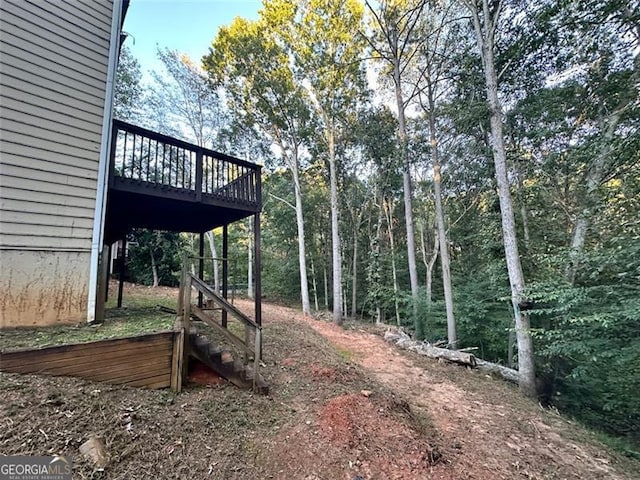 view of yard with a deck