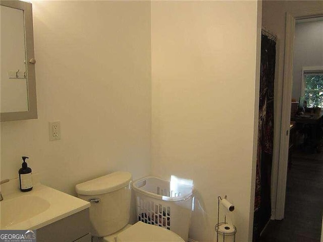 bathroom featuring vanity and toilet