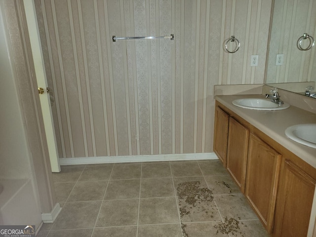 bathroom featuring vanity and tile patterned floors