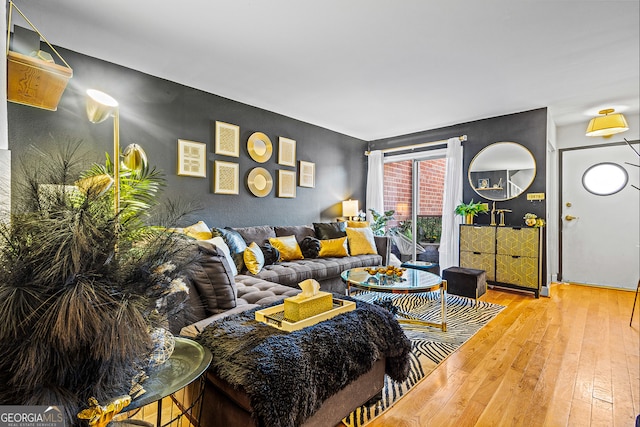 living room featuring wood-type flooring