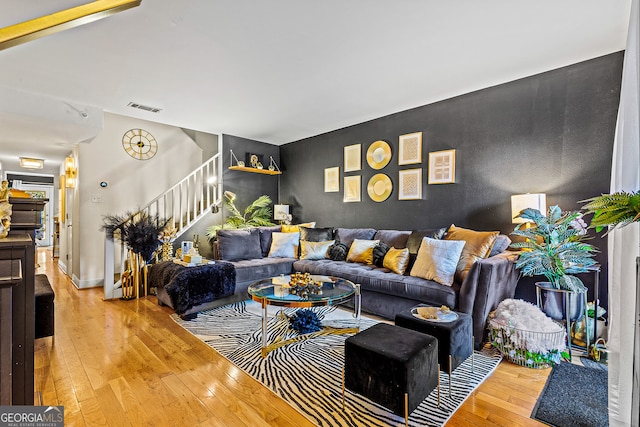 living room featuring light hardwood / wood-style floors