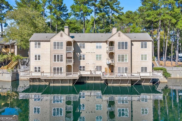 exterior space featuring a water view