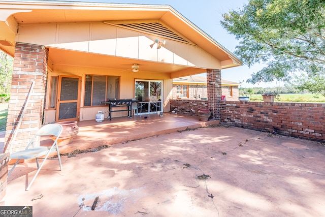 view of patio / terrace with ceiling fan