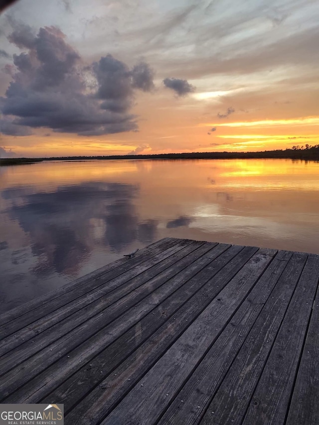 view of dock featuring a water view