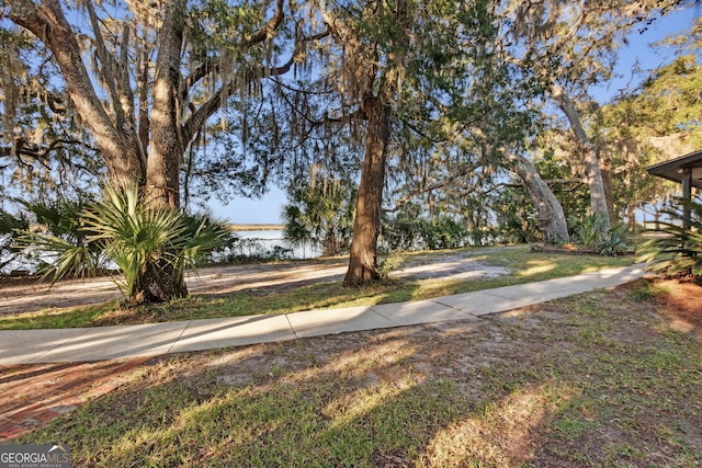 view of yard featuring a water view