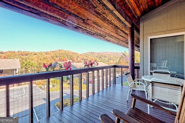 deck featuring a mountain view