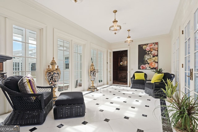 sunroom with french doors