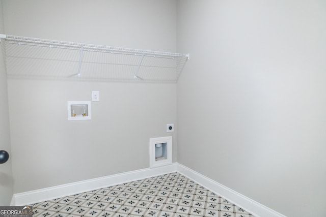 laundry area with electric dryer hookup and hookup for a washing machine