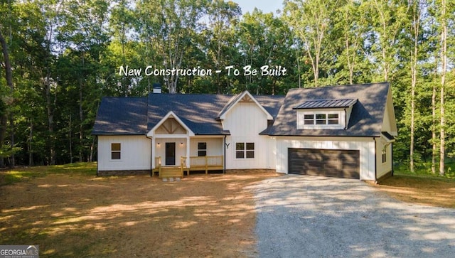 modern farmhouse with a garage