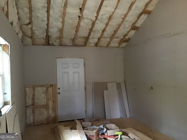 miscellaneous room featuring vaulted ceiling and plenty of natural light