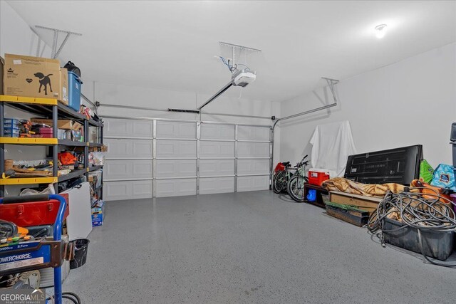 garage with a garage door opener