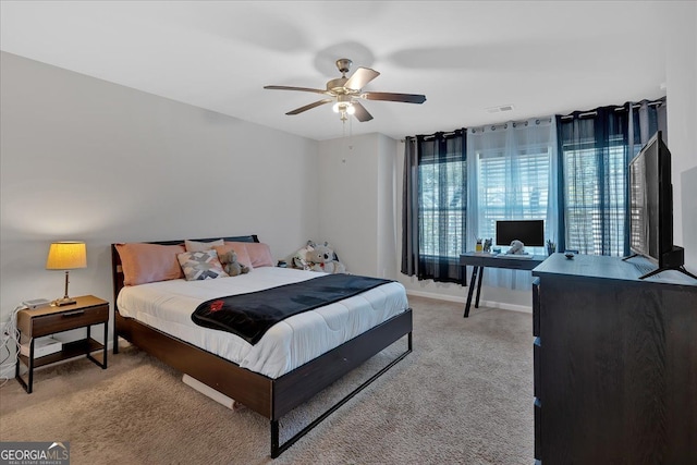 bedroom with carpet and ceiling fan