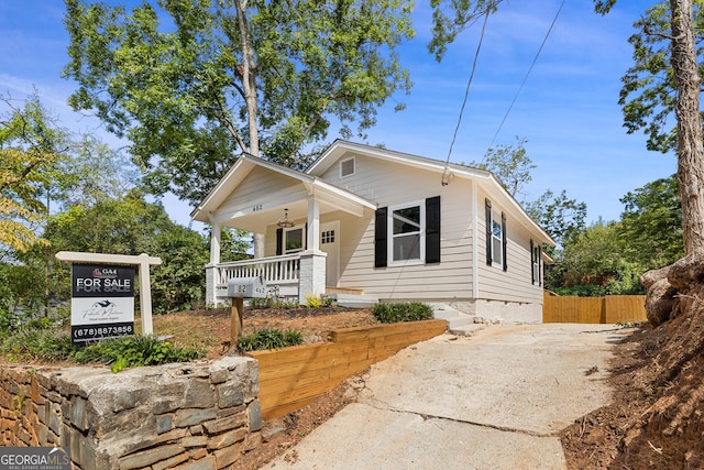 bungalow featuring a porch