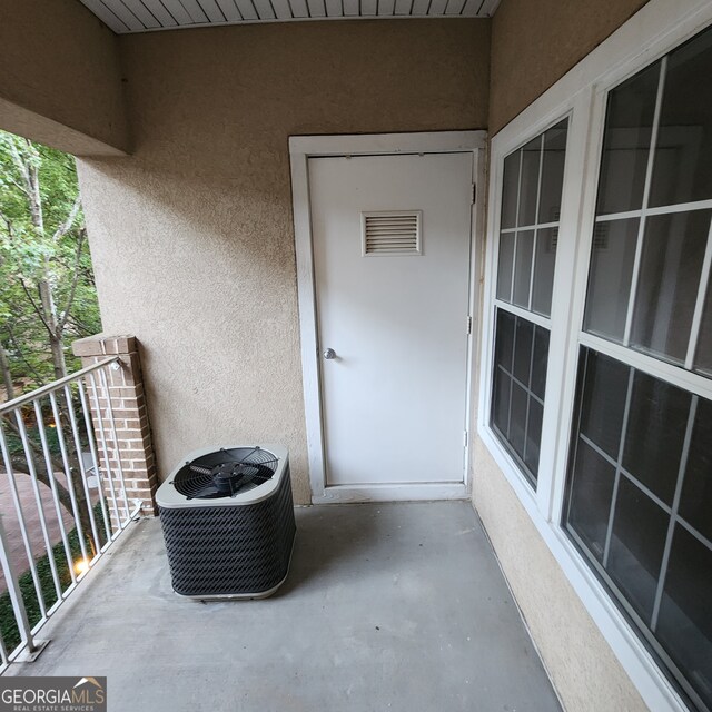 balcony featuring central AC unit