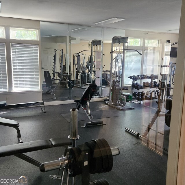 workout area with plenty of natural light