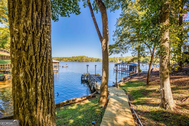 dock area featuring a water view