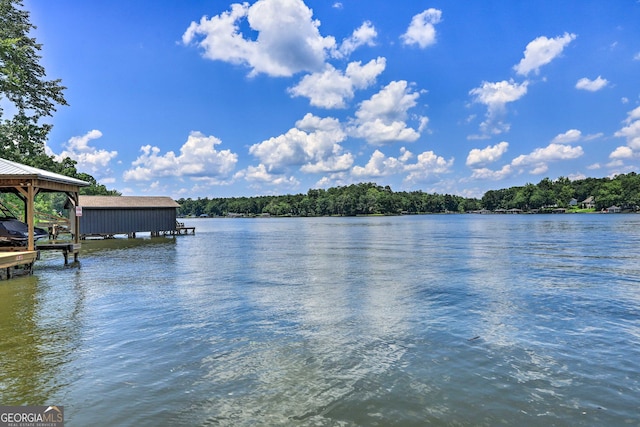 property view of water featuring a dock