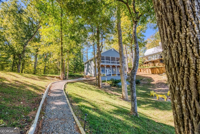 exterior space with a lawn