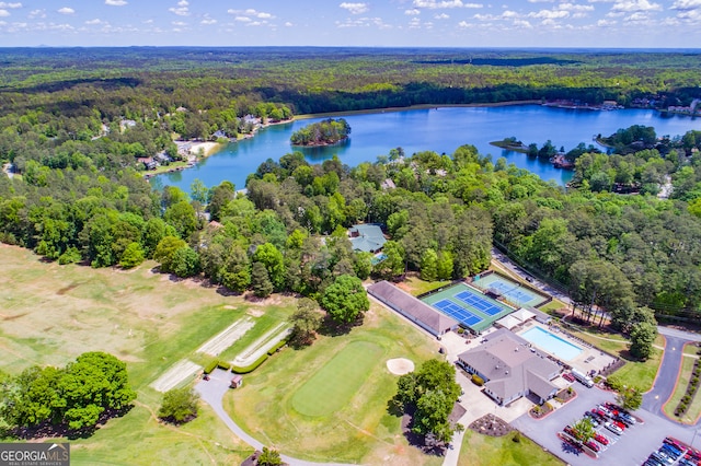 bird's eye view featuring a water view