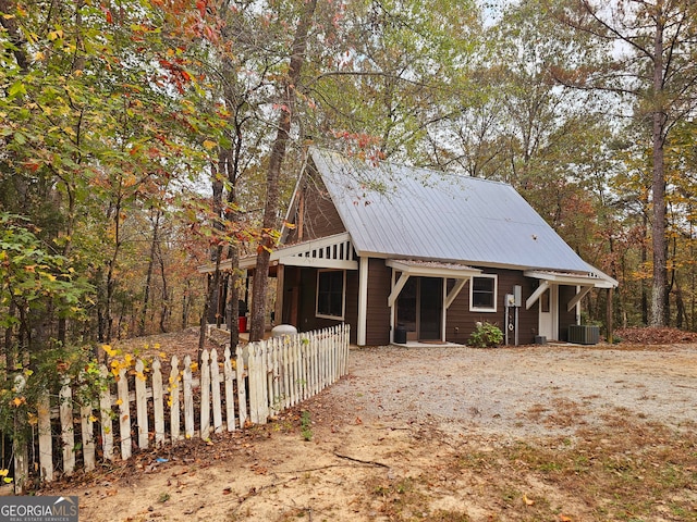view of front of home with central air condition unit