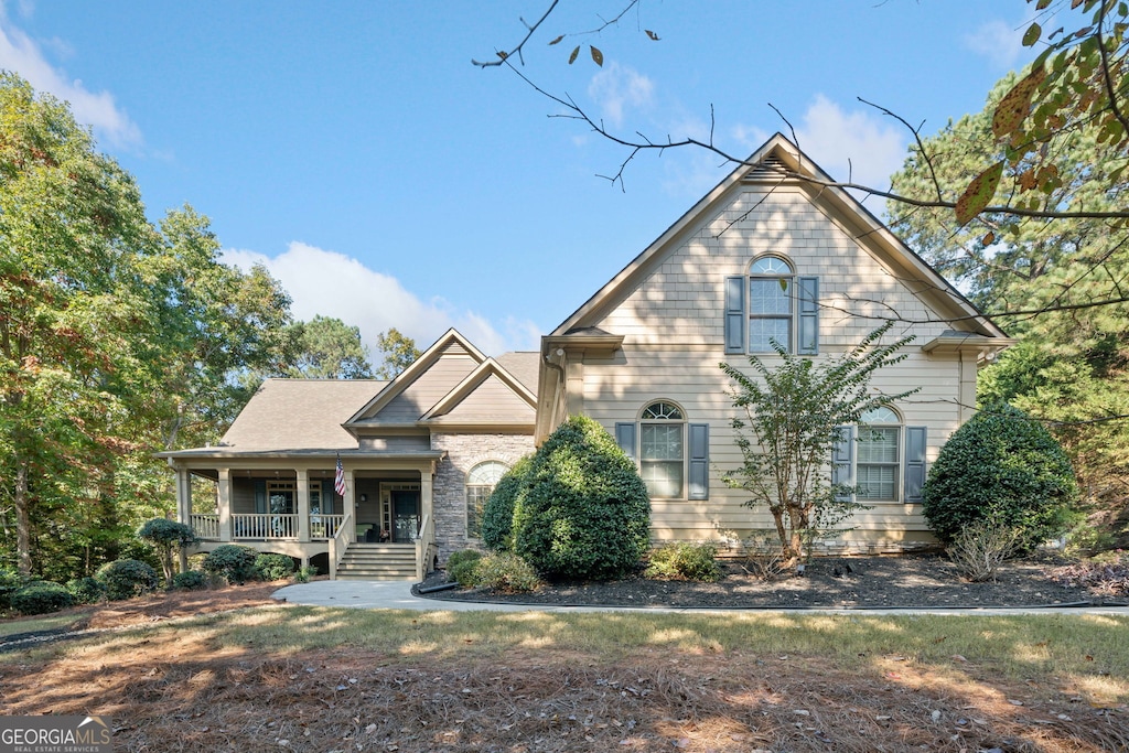 view of front of home featuring covered porch