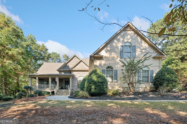 view of front of home featuring covered porch