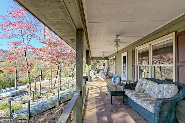 view of patio / terrace with ceiling fan