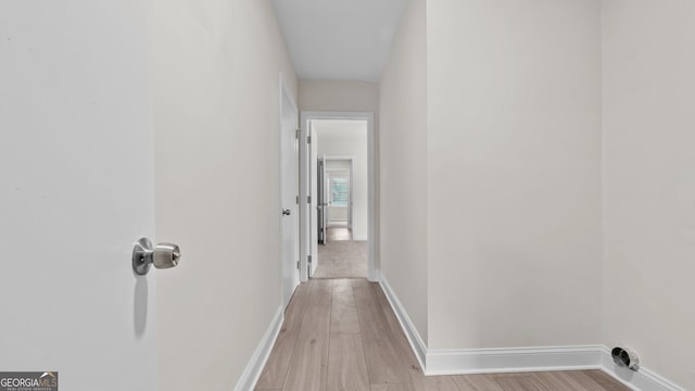 hallway featuring light wood-type flooring