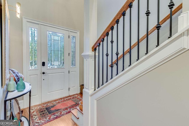 foyer with hardwood / wood-style floors