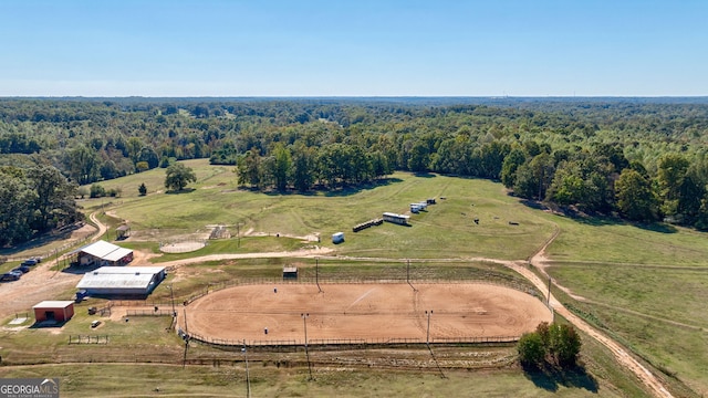 aerial view featuring a rural view