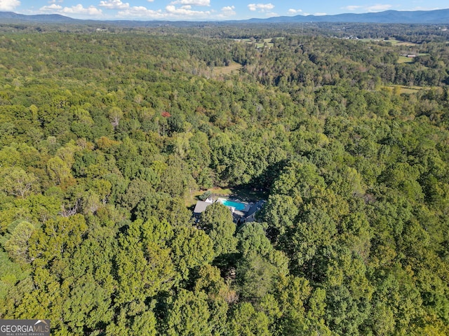 birds eye view of property featuring a mountain view