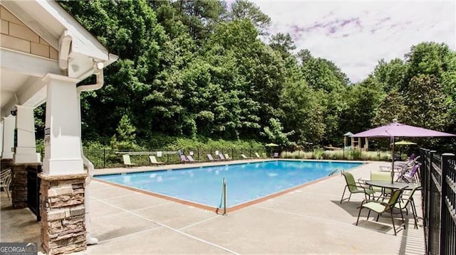 view of pool featuring a patio area