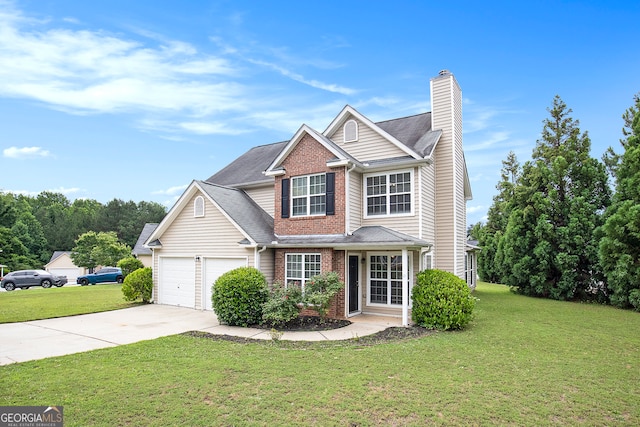 view of front of home with a front yard