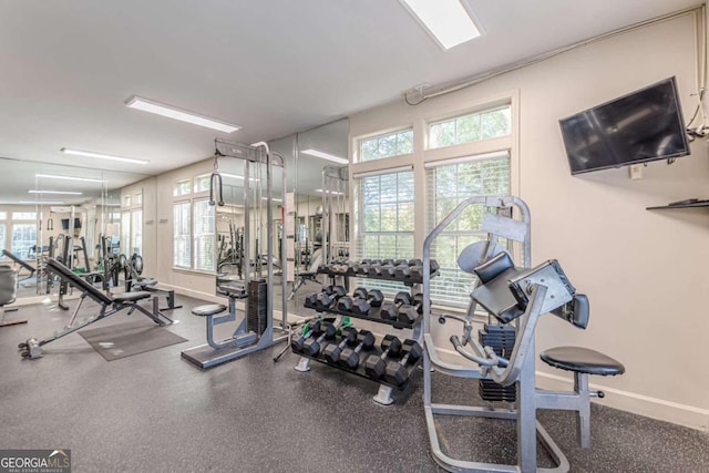 gym with a wealth of natural light