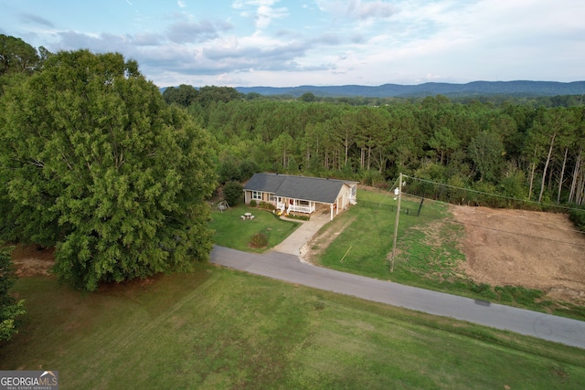 bird's eye view with a mountain view