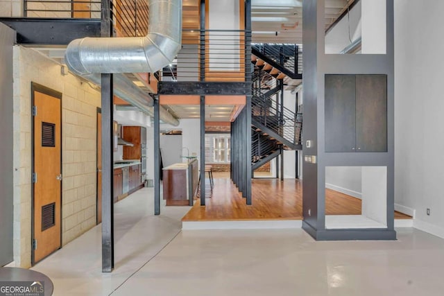 interior space with light hardwood / wood-style floors